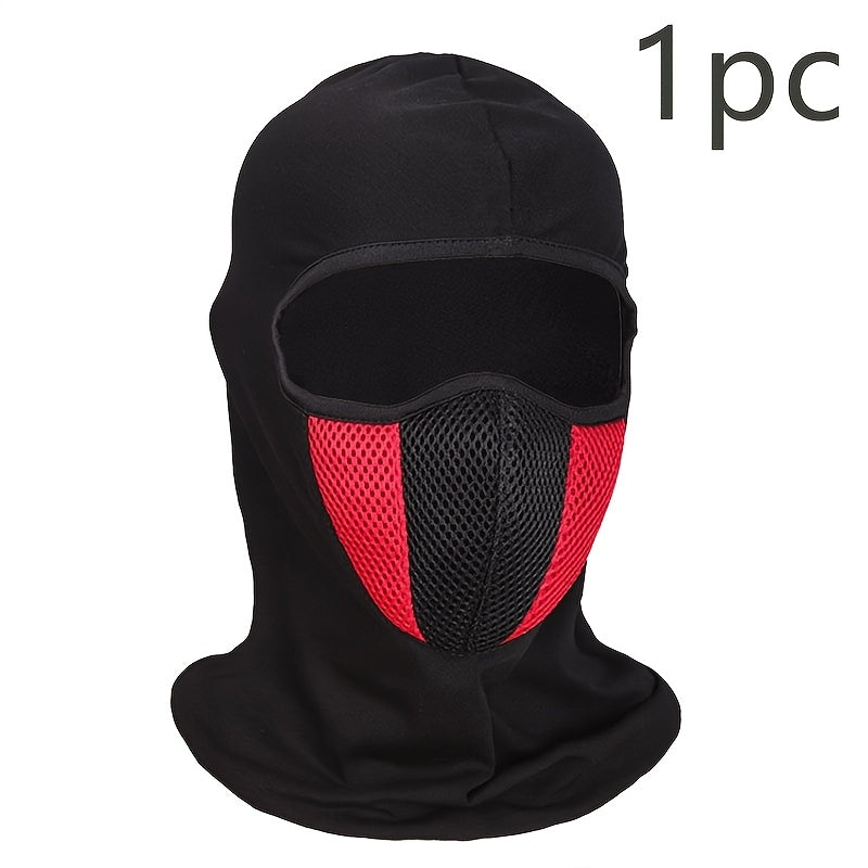 Pantalla facial de malla con protección UV para adultos, ajustable, de punto de poliéster para ciclismo y motocicleta