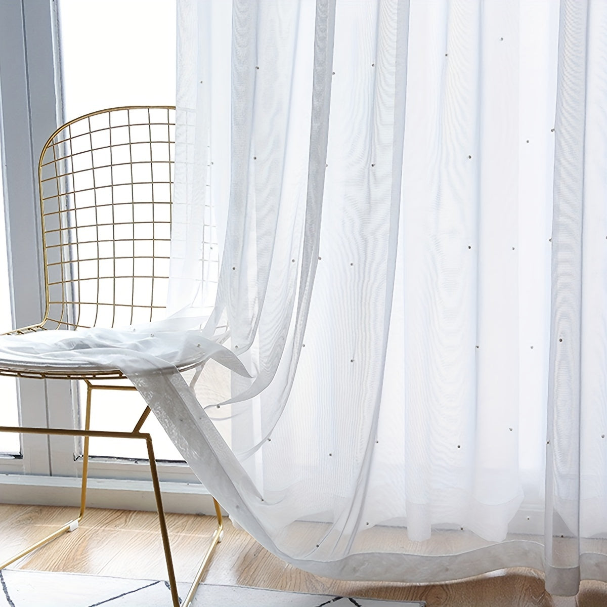 Translucent White Chiffon Sheer Curtain for Living Room and Bedroom