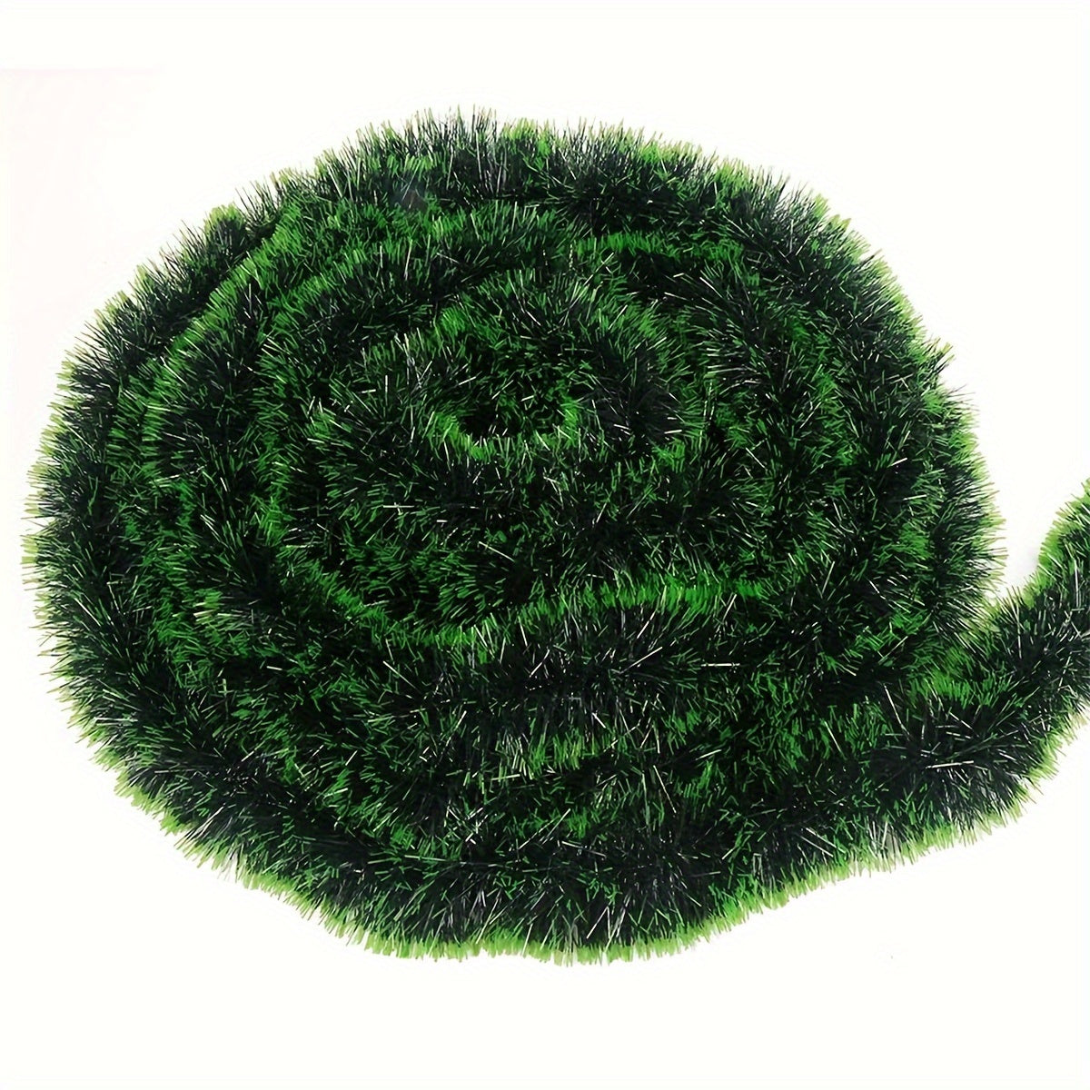 Guirnalda de Navidad de 5.0m en verde y blanco con bayas rojas, adornos dorados y purpurina para decoración interior y exterior