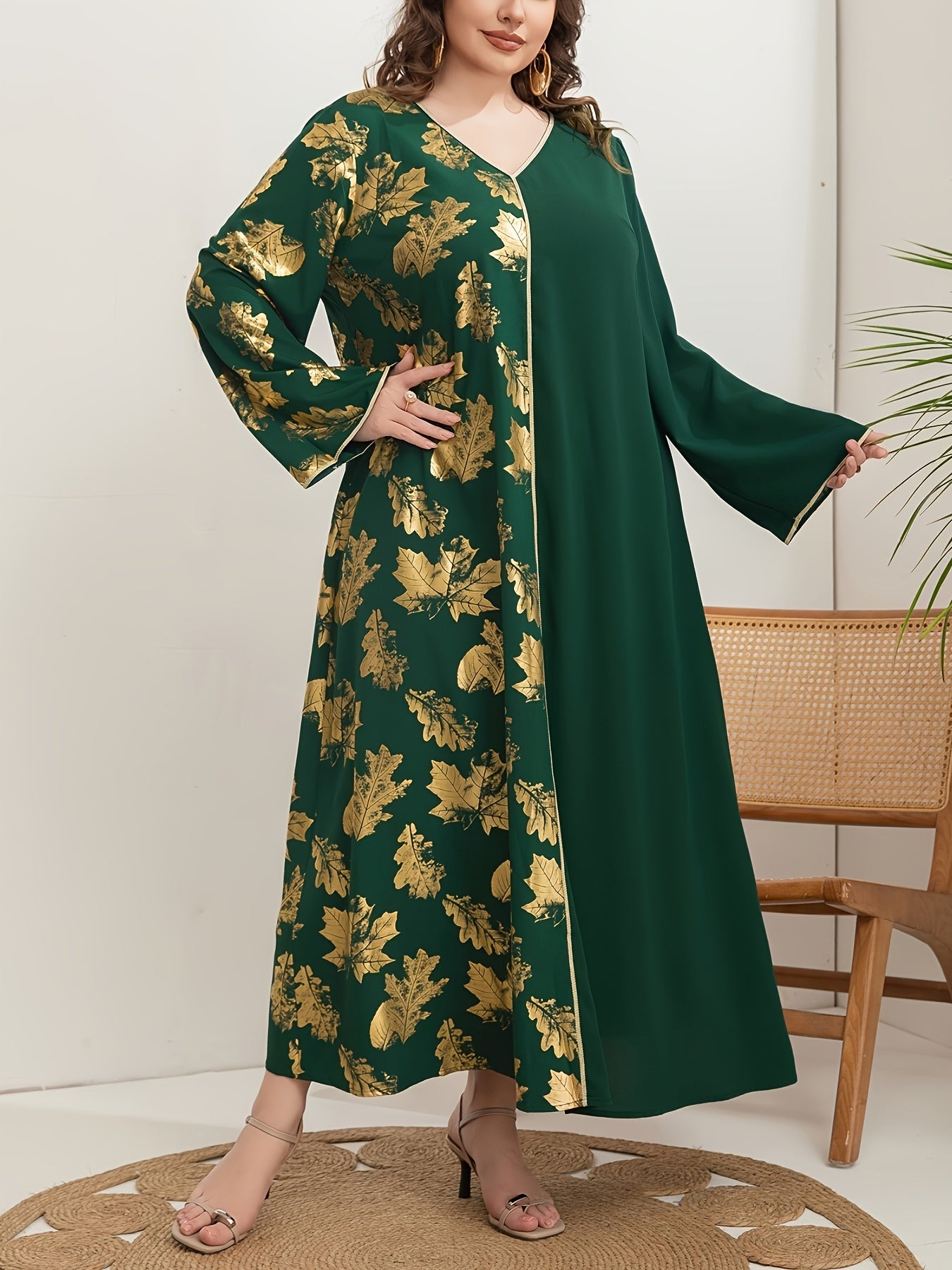 Women's V-Neck Tunic Dress Polyester All-Season Woven Slight Stretch