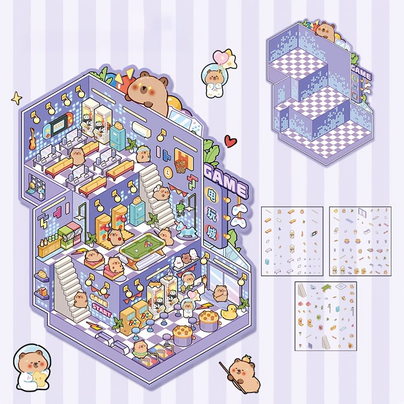 3D Наклейки для ландшафта хранения для миниатюрных сцен Маленький дом Журналинг DIY Облегчение стресса