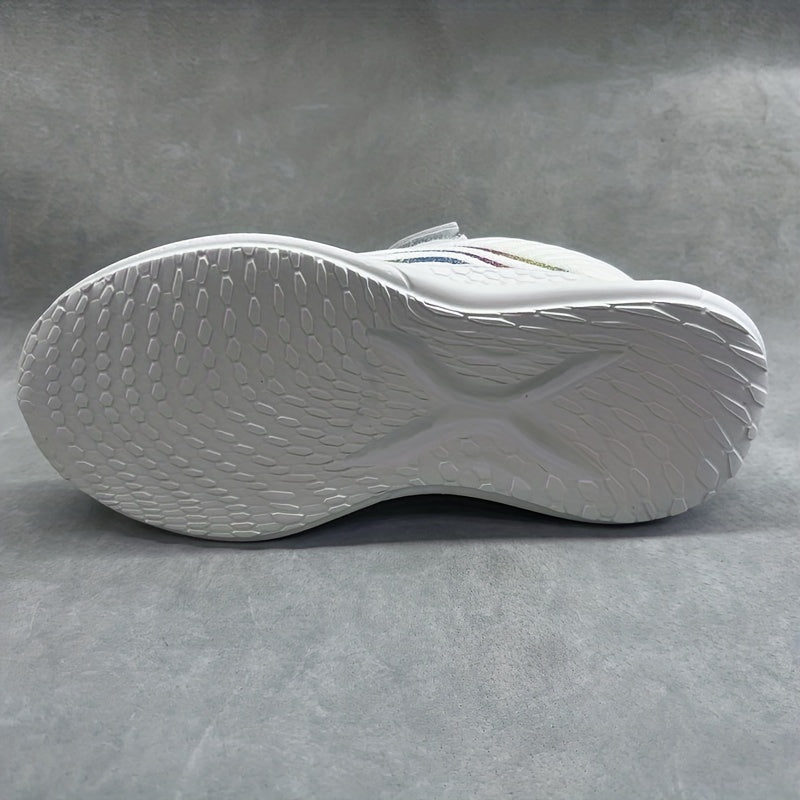 Girls Breathable Woven Sneakers Low Top Running Shoes for Spring and Fall