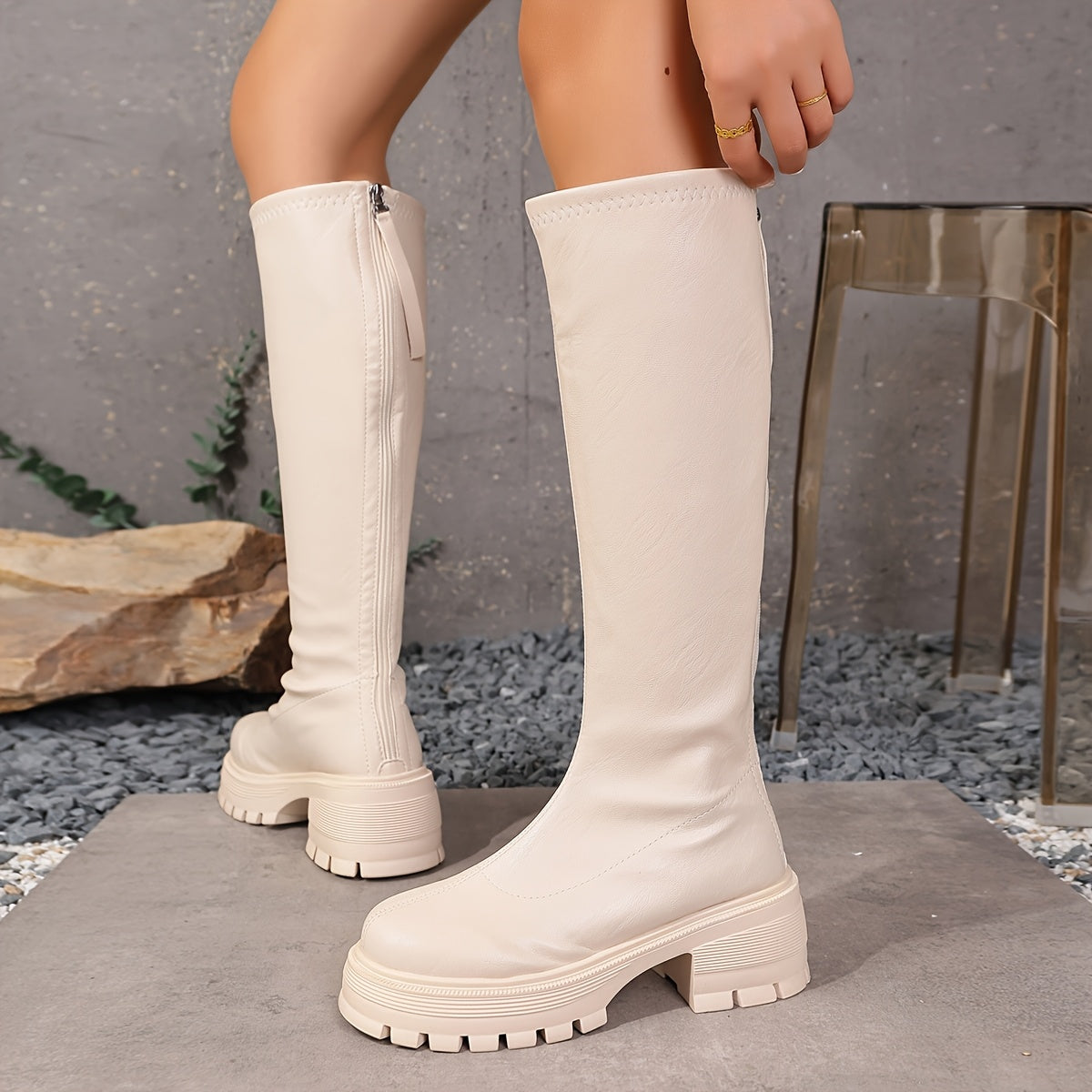 Women's Western Cowgirl Boots Slip-On Leather Block Heel All-Season