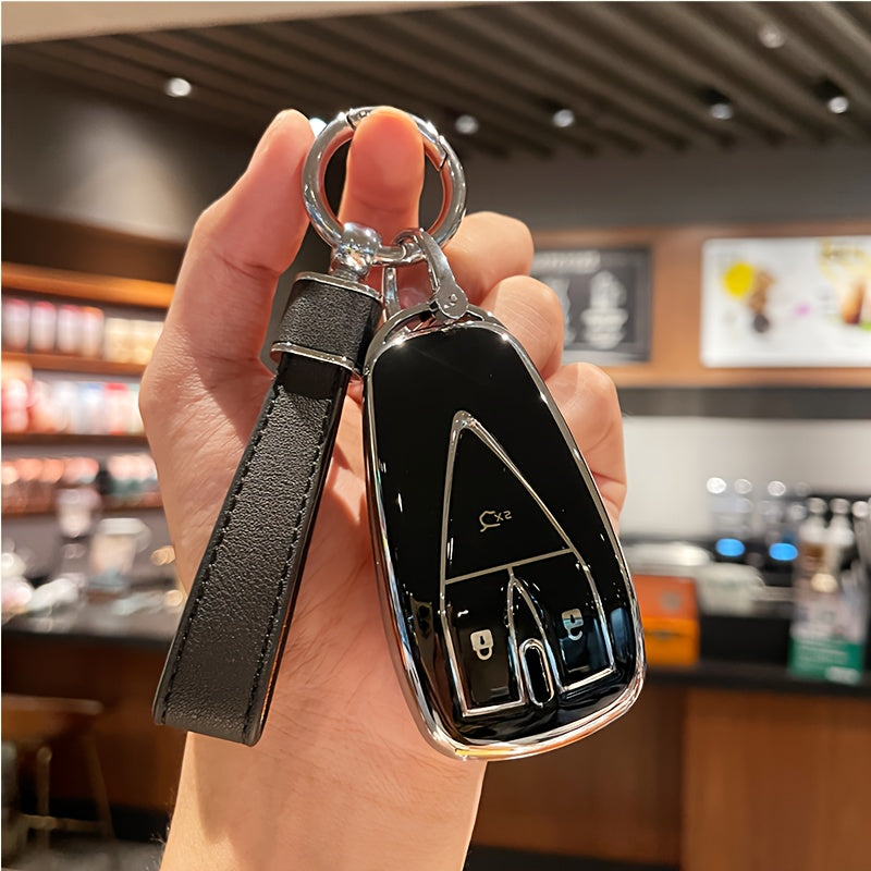 Car Key Cover Case for SUV TPU Leather Key Shell with Key Chain