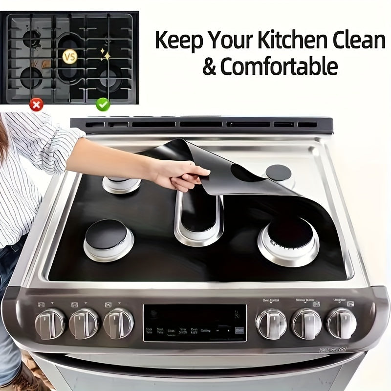 Set of 3 Black Gas Stove Protector Covers Non-Stick Easy Clean Universal Fit