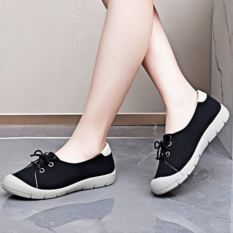 Women's Canvas Shoes Casual Round Toe Breathable Lightweight Black