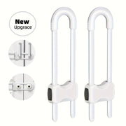 Set of 2 U-Shaped Adjustable Safety Cabinet Locks for Childproofing Kitchen Bathroom