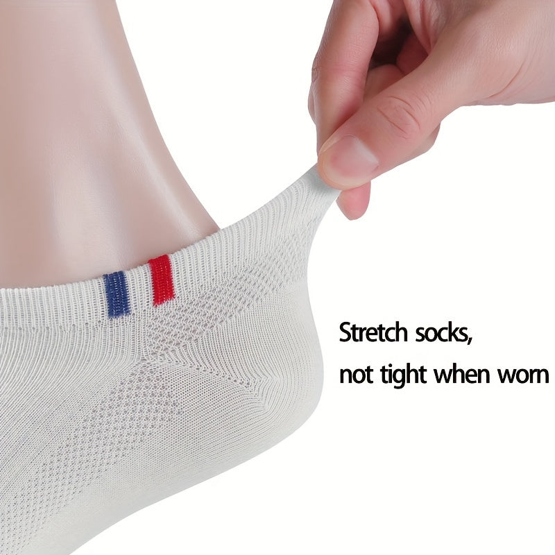 Men's Cotton Blend Ankle Socks 6 Pairs Lightweight Breathable Stretch Comfort