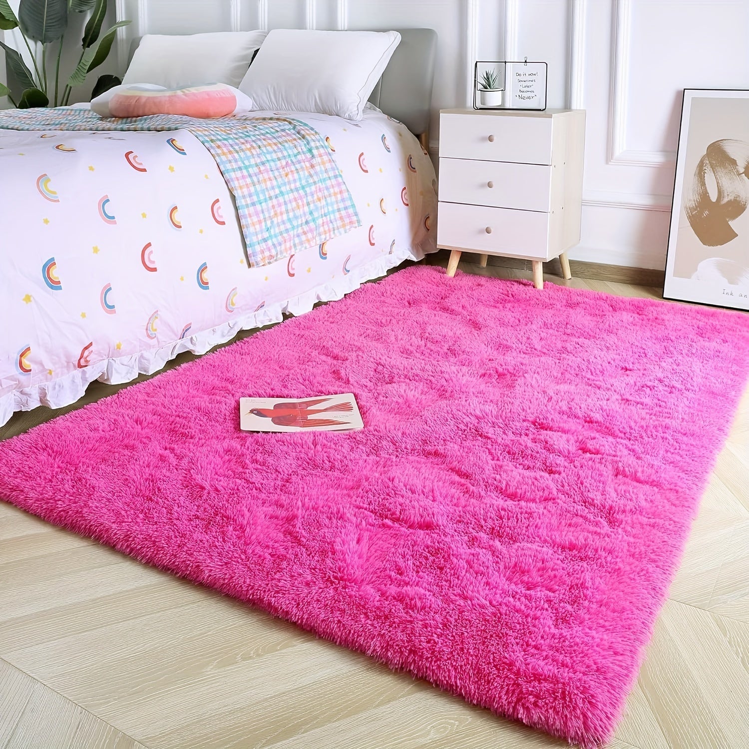 Soft Fluffy Shag Area Rug for Living Room or Bedroom Non-Slip Machine Washable