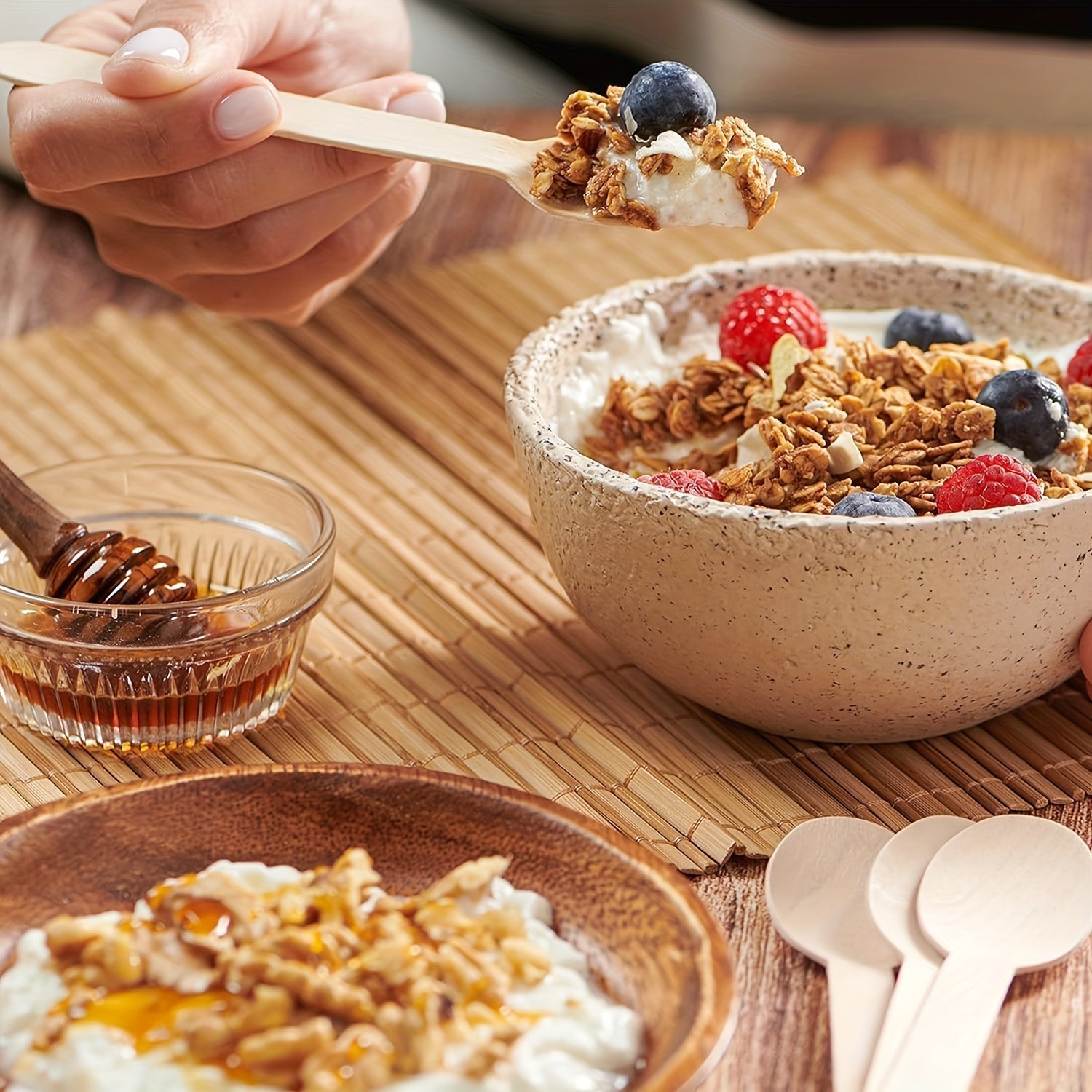 Disposable Wooden Dessert Spoons 5.5 Inch Pack of 40-200 for Weddings Parties