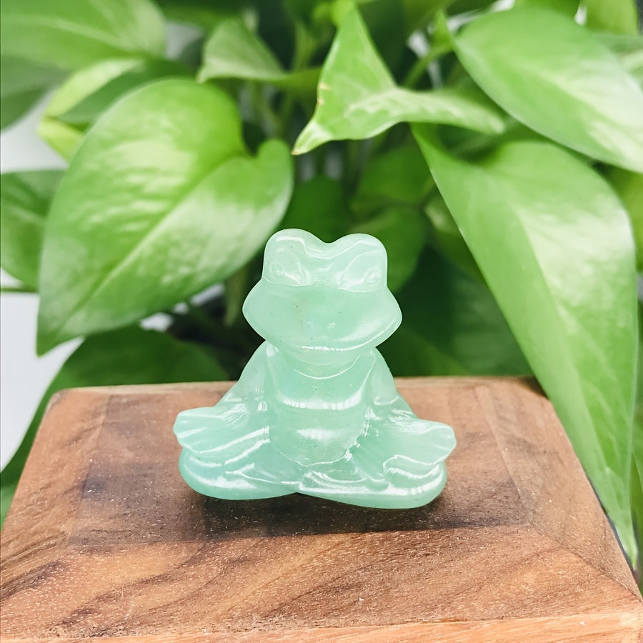 Natural Crystal Yoga Frog Figurine 40mm Hand-Carved Home Office Decor Gift