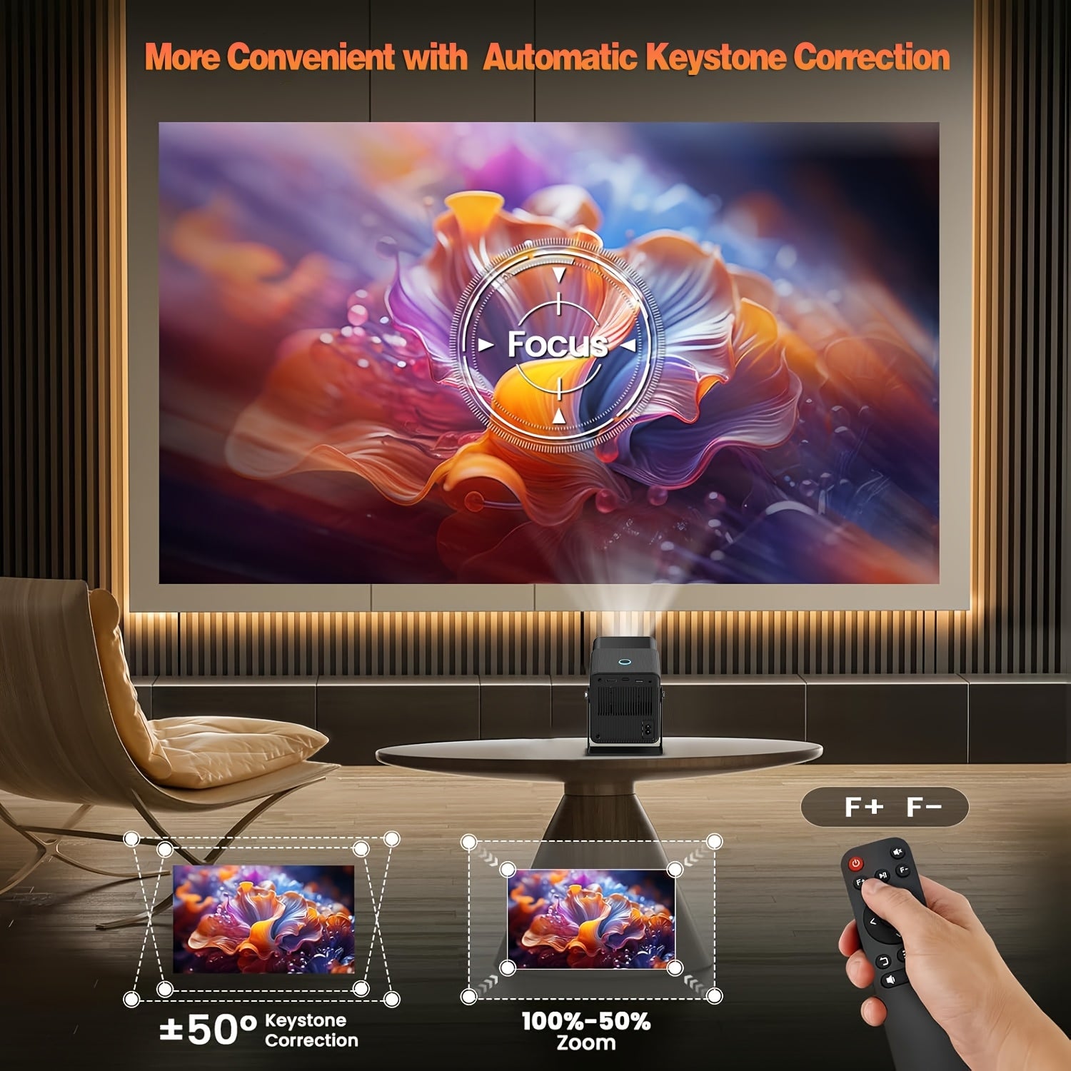 Mini Portable 1080P 4K Support Home Projector with WiFi Bluetooth