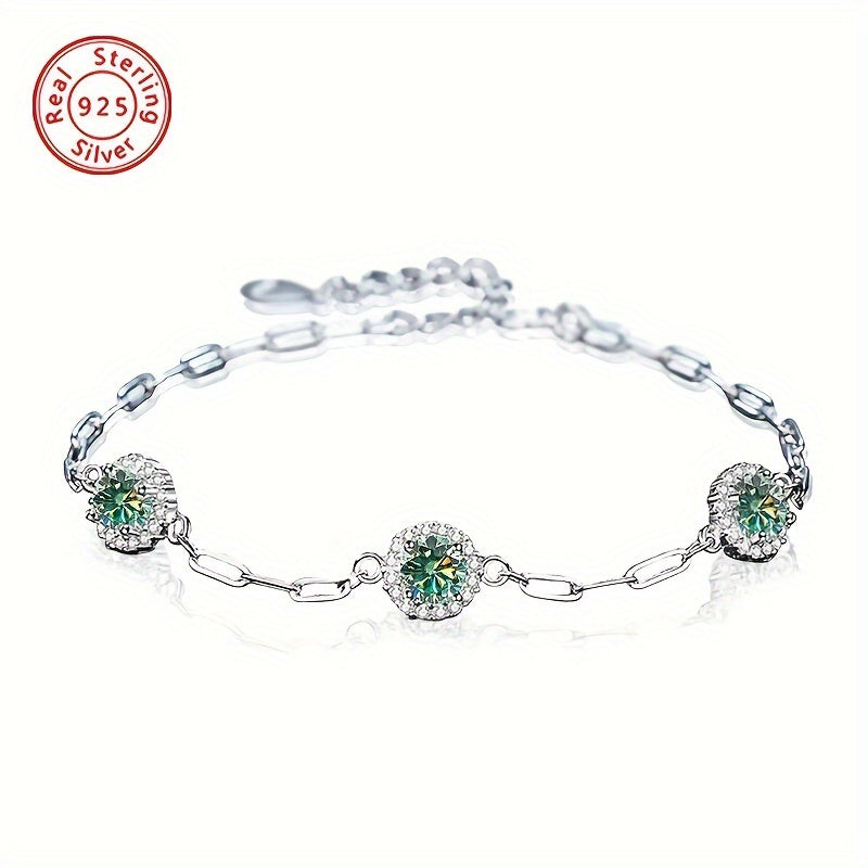 Sterling Silver Bracelet with 1.5 Carat Moissanite for Women