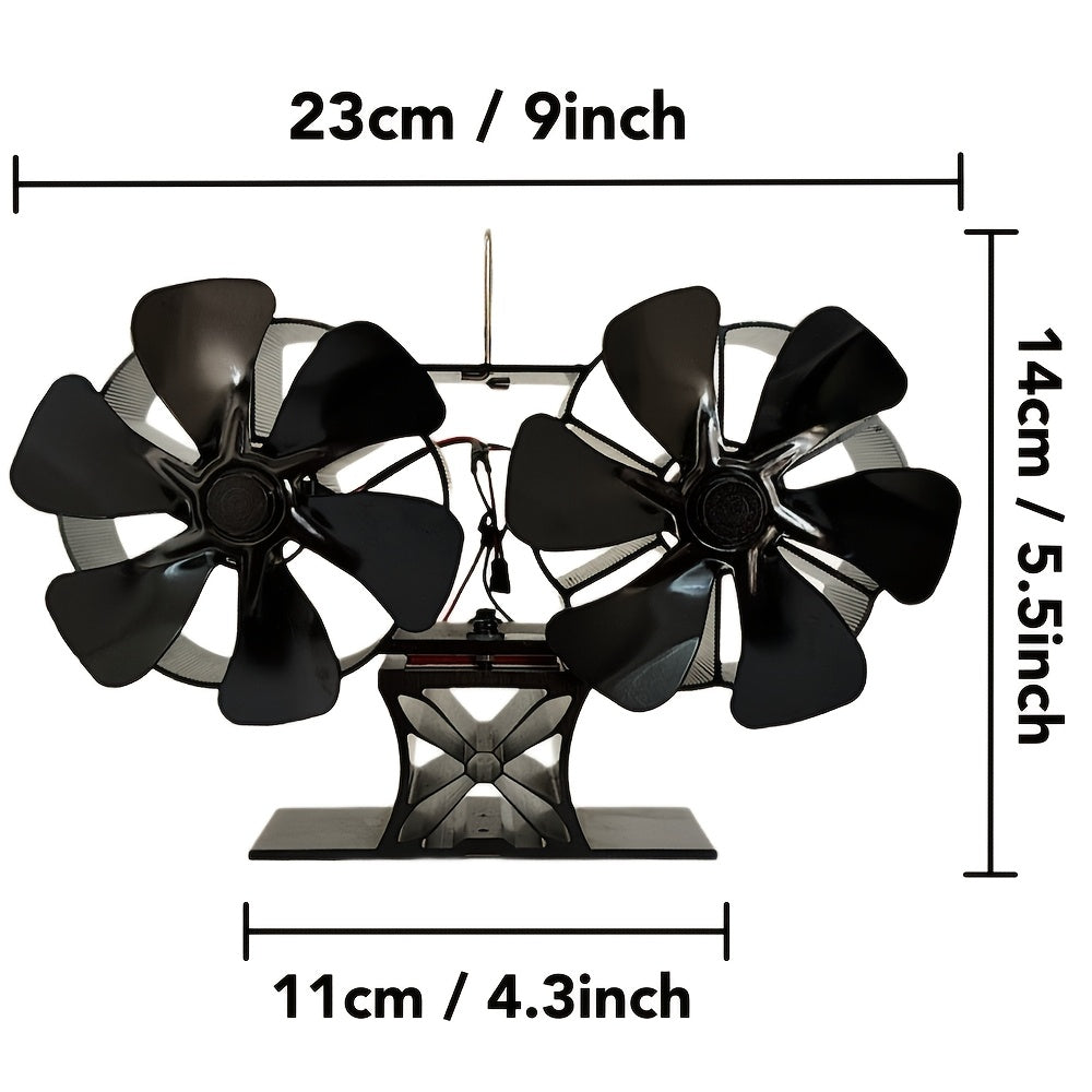 Wood Stove Fan Set with Thermometer and Gloves, Heat Powered, Silent Motor