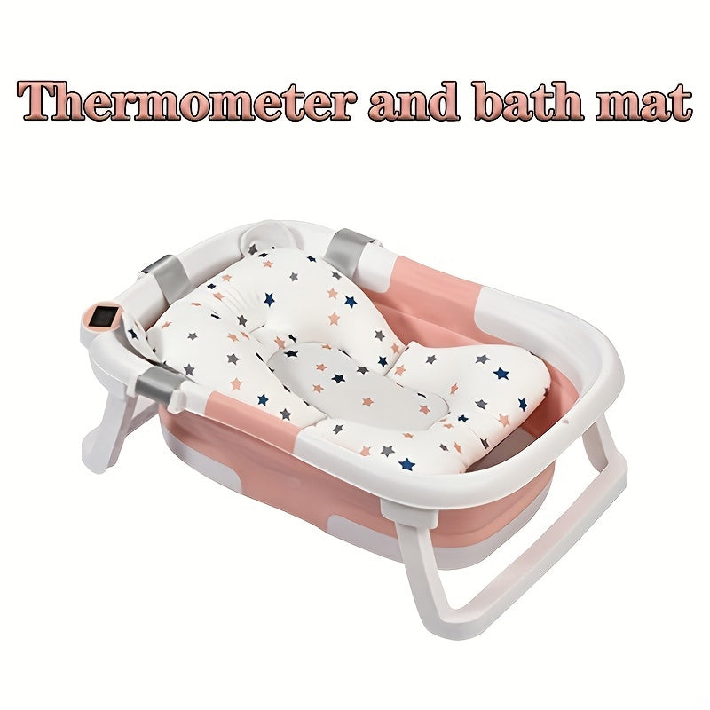Baby Silicone Foldable Bathtub for Infants and Toddlers with Non-Slip Base
