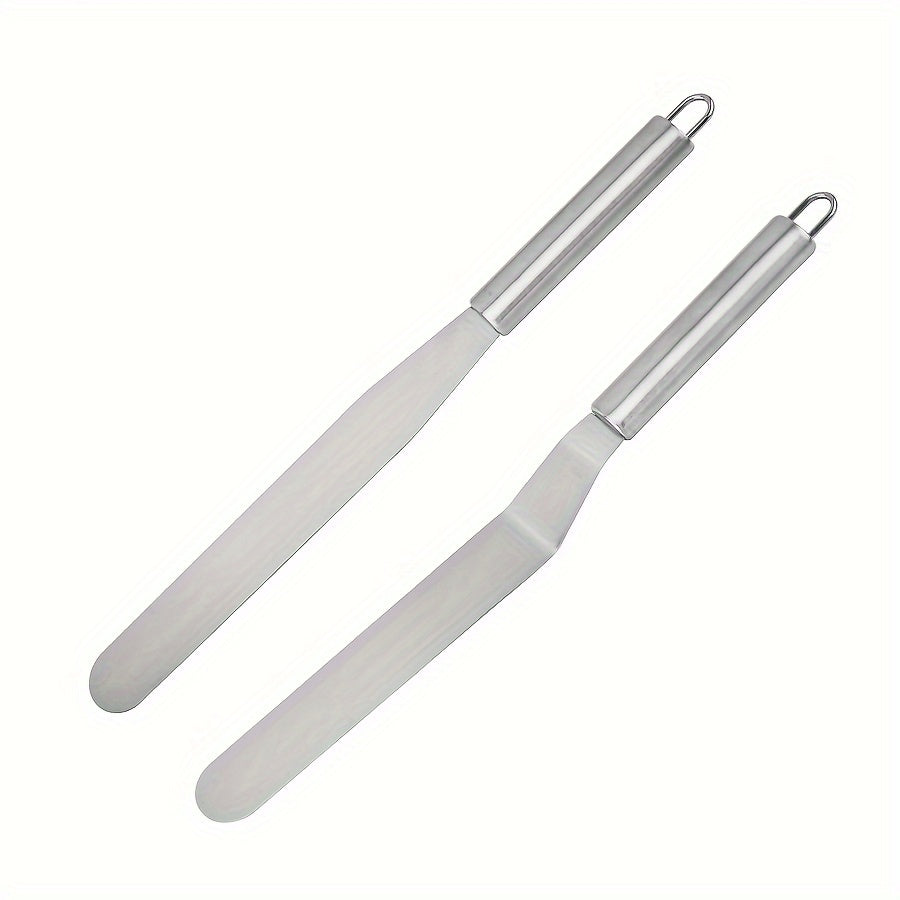 Buxoro po'latdan tayyorlangan tortni tozalash uchun to'g'ri va egilgan chetlar bilan to'plam