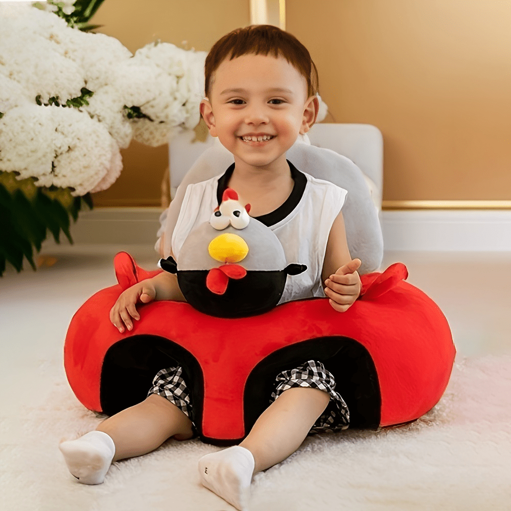 Baby Floor Seat with Plush Animal Design Support for Sitting Up Learning to Sit