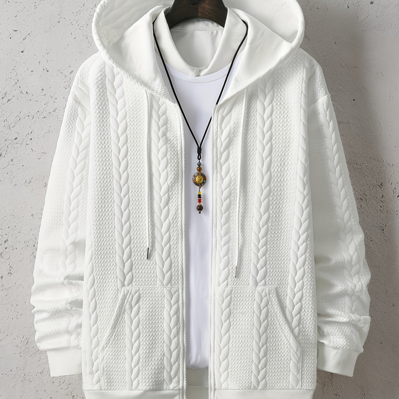 Sudadera con capucha de talla grande para hombre con bolsillos de parches florales, poliéster, punto, cálida, casual