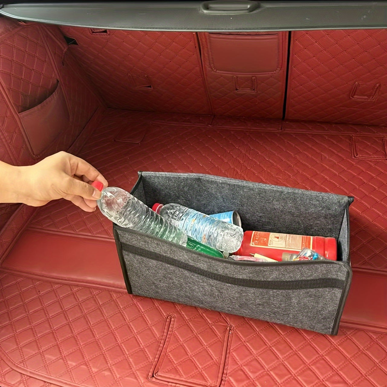 Durable Polyester Car Trunk Organizer with Handle for Vehicles and Home