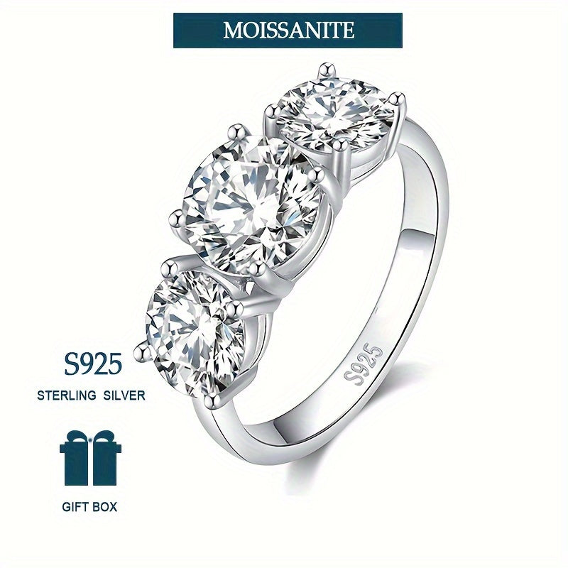 925 Silver Wedding Ring with Sparkling Bling Design Jewelry Gift Box