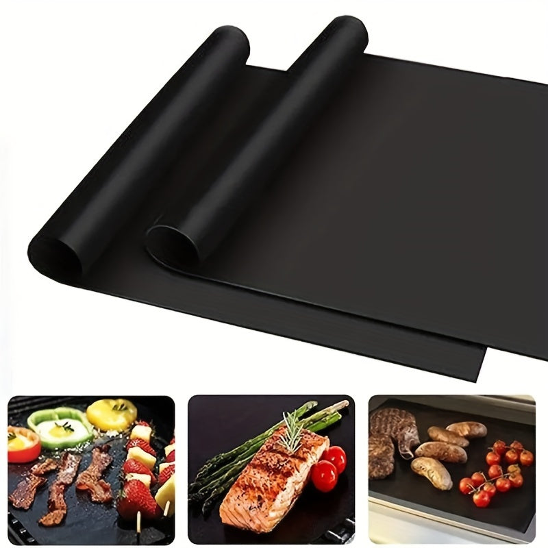 Set of 2 High-Temp Non-Stick Teflon BBQ Grill Mats for Outdoor Cooking