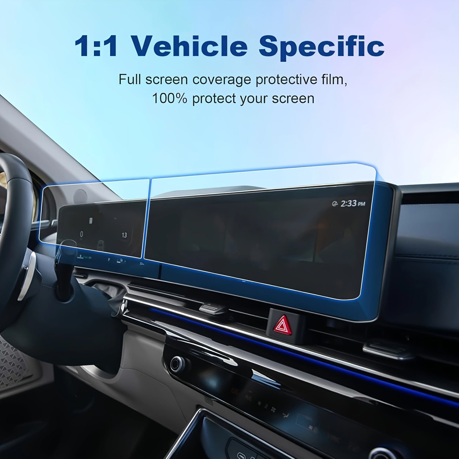 2pcs Tempered Glass Screen Protector for 12.3-Inch GPS Navigation and Speedometer