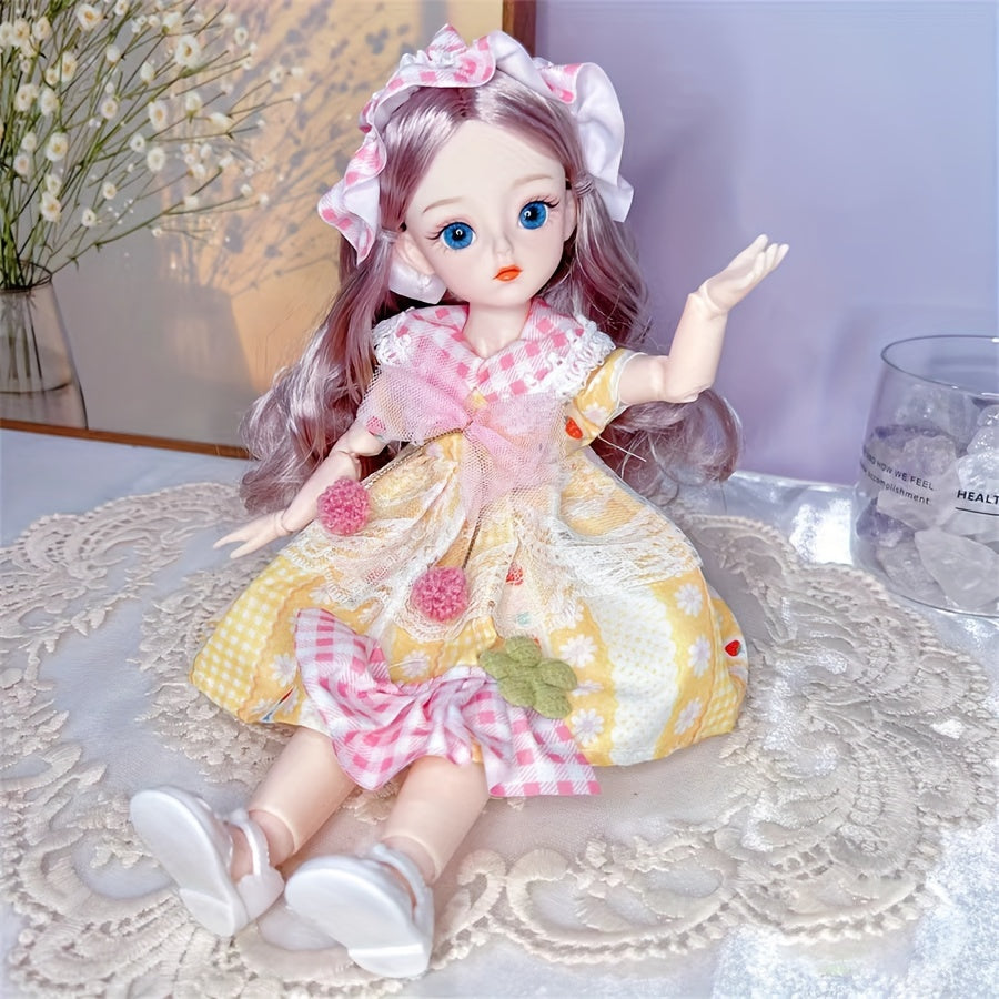 30cm/11.8 Inch BJD Doll with Colorful Eyes and Cute Makeup for DIY and Gifting