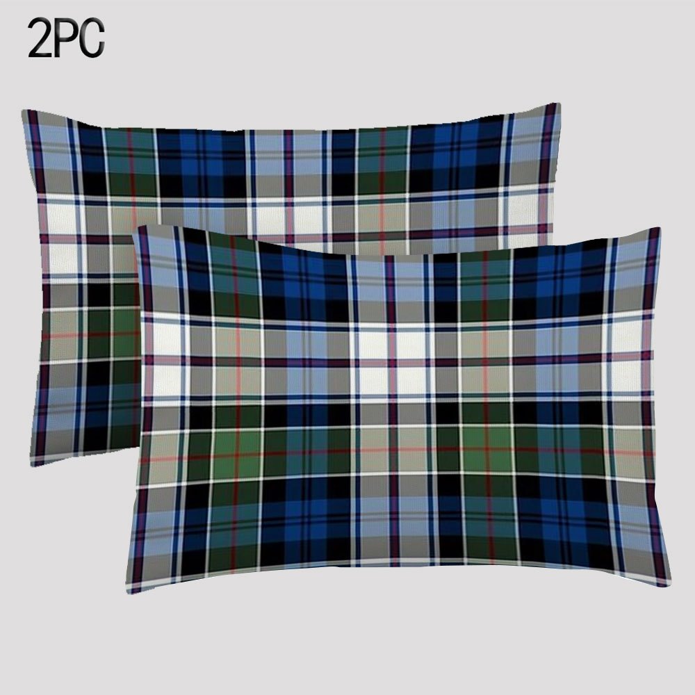 Set of 2 Tartan Pillow Covers 30.48x50.8 cm Double-Sided Plush Polyester Decorative Cushion Cases