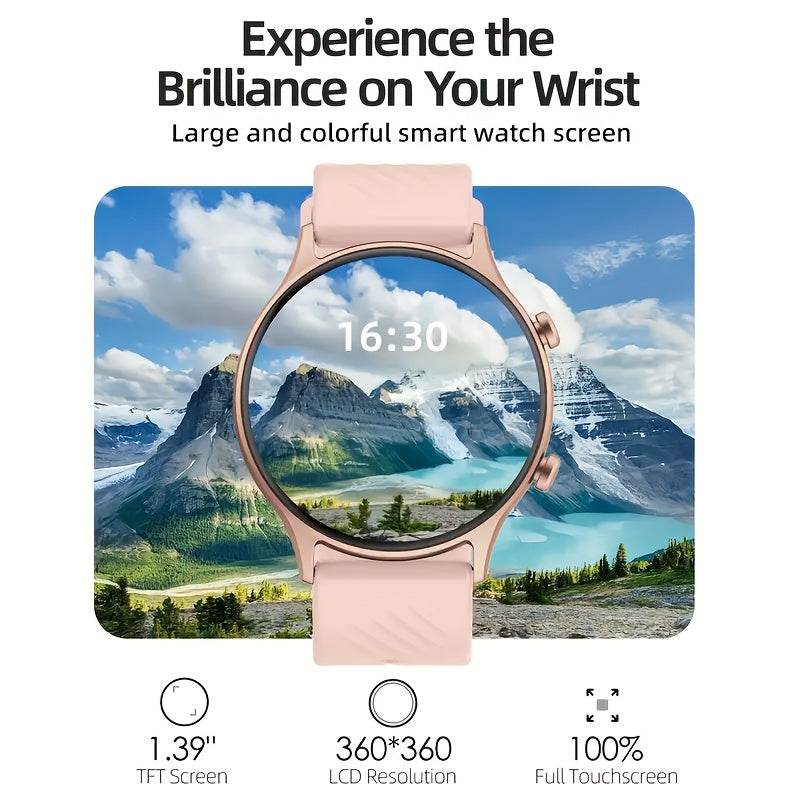 Reloj inteligente para mujeres y hombres 3.53cm pantalla táctil caja redonda banda de silicona rastreador de fitness control de música llamadas inalámbricas