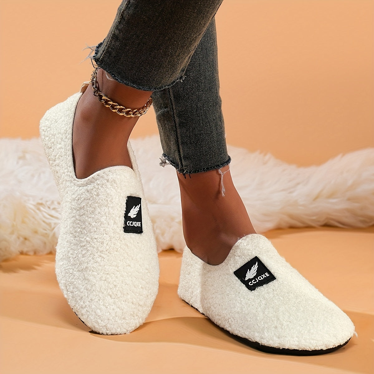 Women's Fleece-Lined Indoor Slippers Warm Plush Home Shoes
