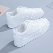 Women's White Sneakers with Blue Stripes Waterproof Non-Slip Casual Low Top