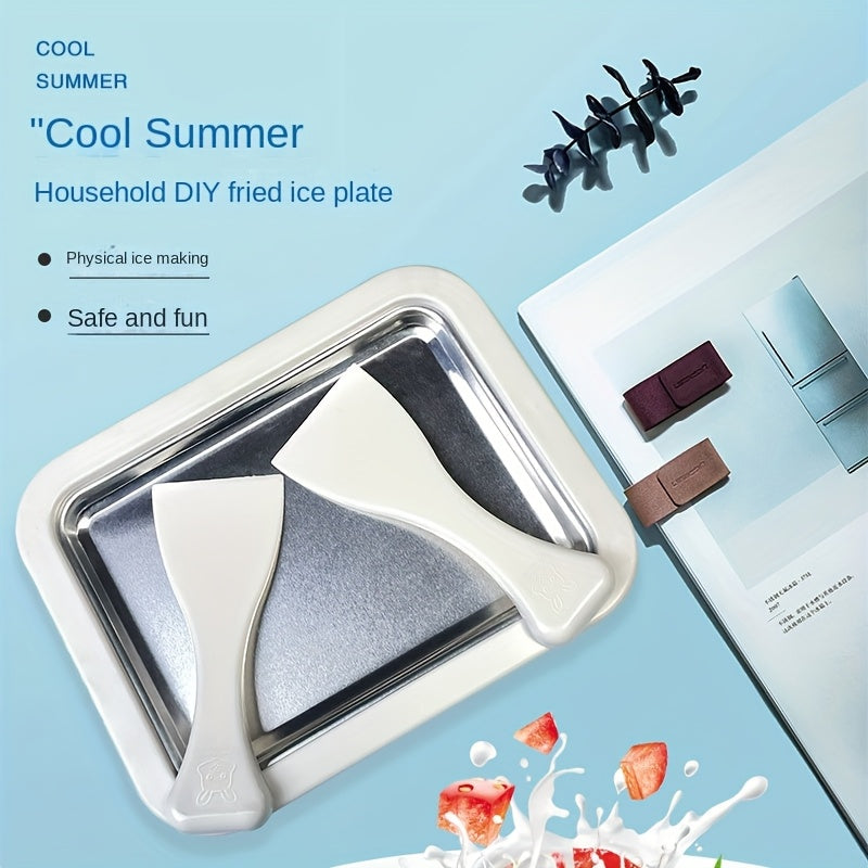 Mini Stir-Fried Yogurt Maker for Kids Small Ice Cream Machine with Stainless Steel Plate