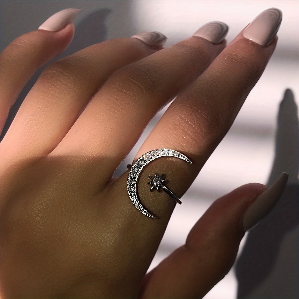 Women’s Zinc Alloy Crescent Shape Ring for Eid Ramadan Gift