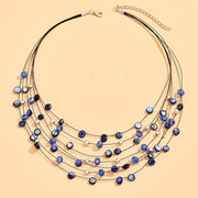 Women’s Boho Beaded Multi-Layer Choker Necklace Adjustable Statement Jewelry