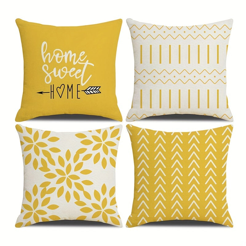 Set of 4 Linen Pillow Covers 45.72cm Square Indoor Outdoor Sofa Bed Car Decor