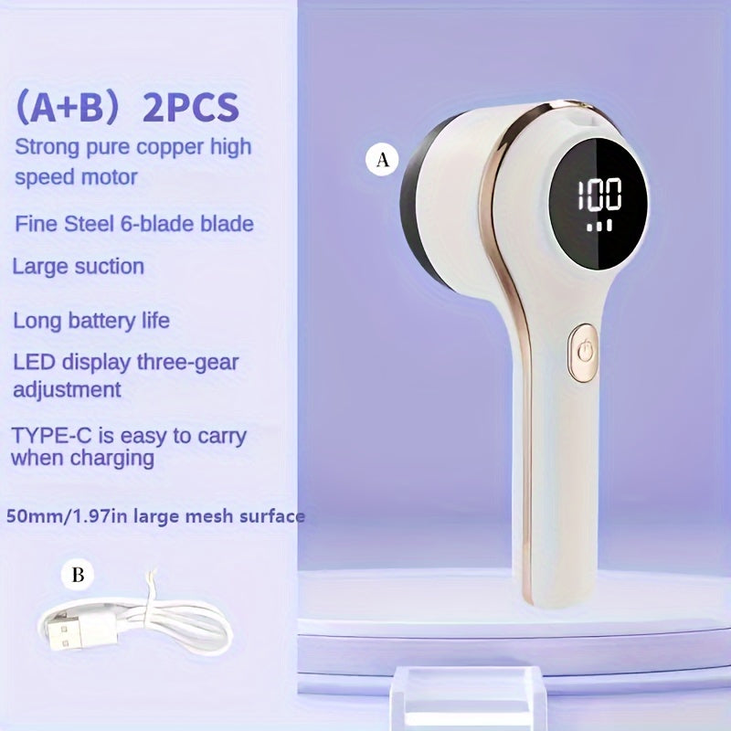 USB Rechargeable Fabric Shaver with LED Display Portable Lint Remover for Clothes Furniture