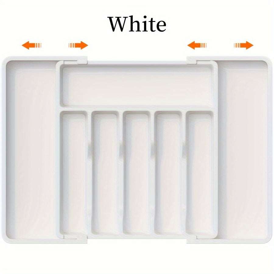 Large Expandable Kitchen Utensil Tray BPA-Free Plastic Silverware Drawer Organizer