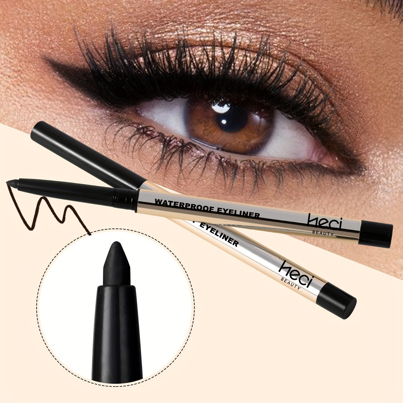 Bolígrafo de gel delineador de ojos impermeable para mujer, para piel sensible, a prueba de manchas, de secado rápido