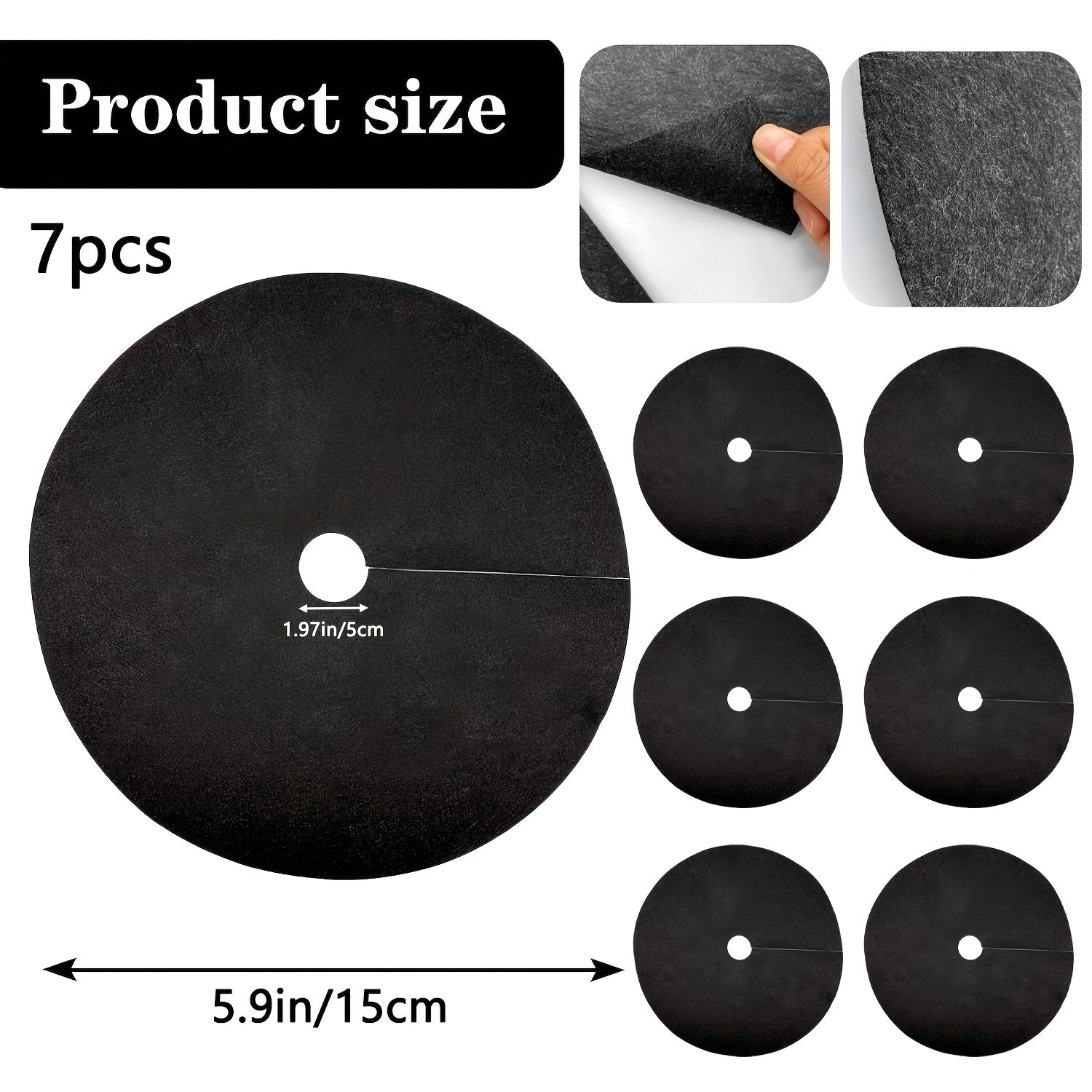 Non-Woven Tree Mulch Rings 16.5 Inch Black Weed Barrier Protect Trees Set of 7