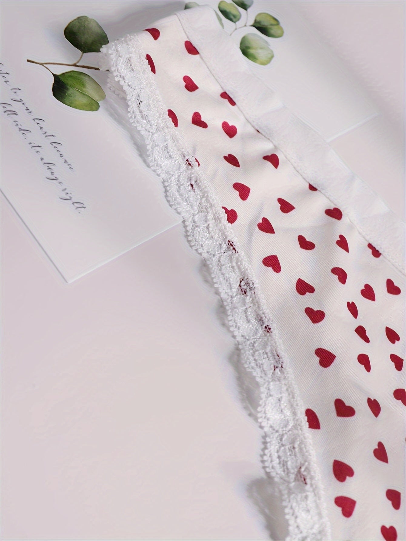Women's Heart Print Lace Thongs Low Waist Sexy Underwear