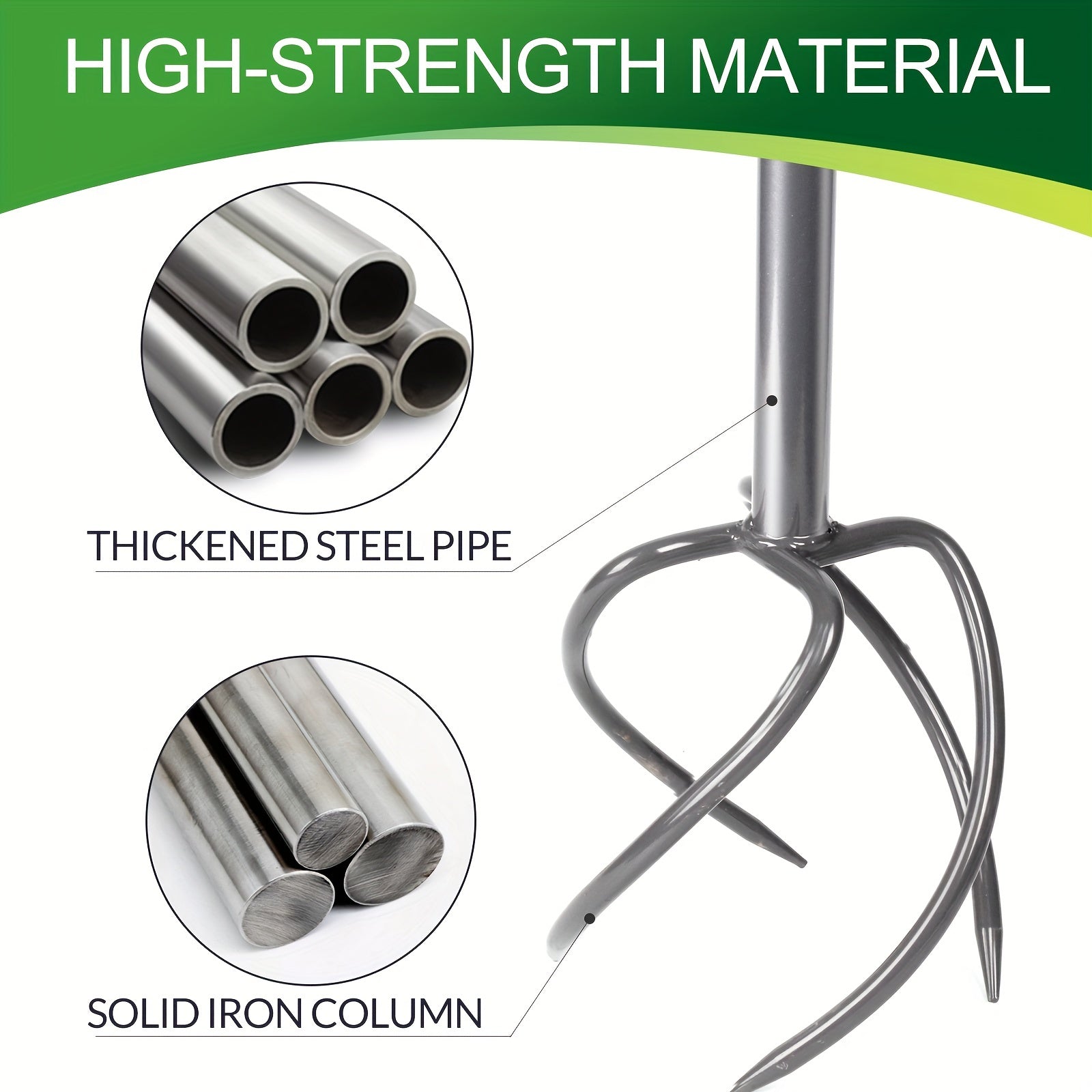 Manual Garden Hand Tiller with Removable Claw and Long Steel Handle