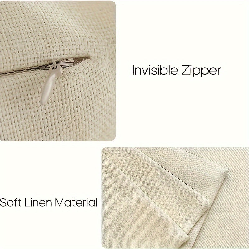 Set of 2 Beige Linen Pillow Covers for Couch Bed Porch Indoor Outdoor