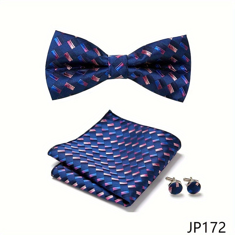 Men's Blue Polyester Tie and Pocket Square Set Floral Pattern for Formal Events