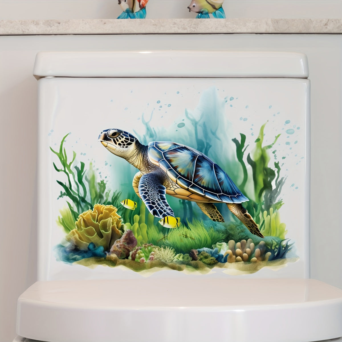 Sea World Turtle Bathroom Wall Decal Removable Self-Adhesive Decor
