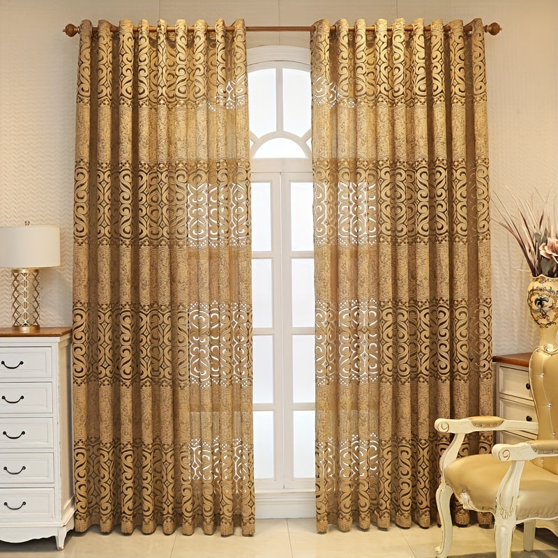 European Vintage Jacquard Curtain Thickened Fabric for Living Room Bedroom Window Decor