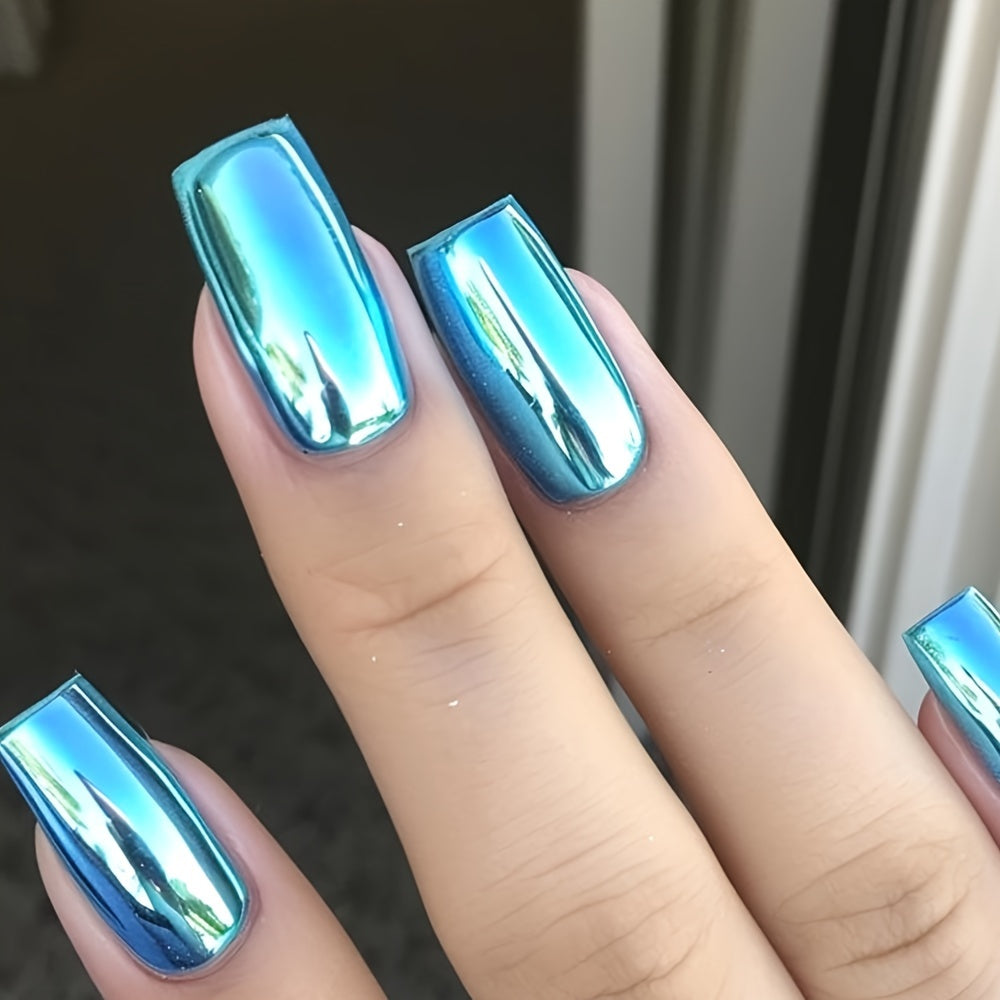 Blue Mirror Finish Metal Nail Polish for Long-Lasting Quick-Dry Manicure