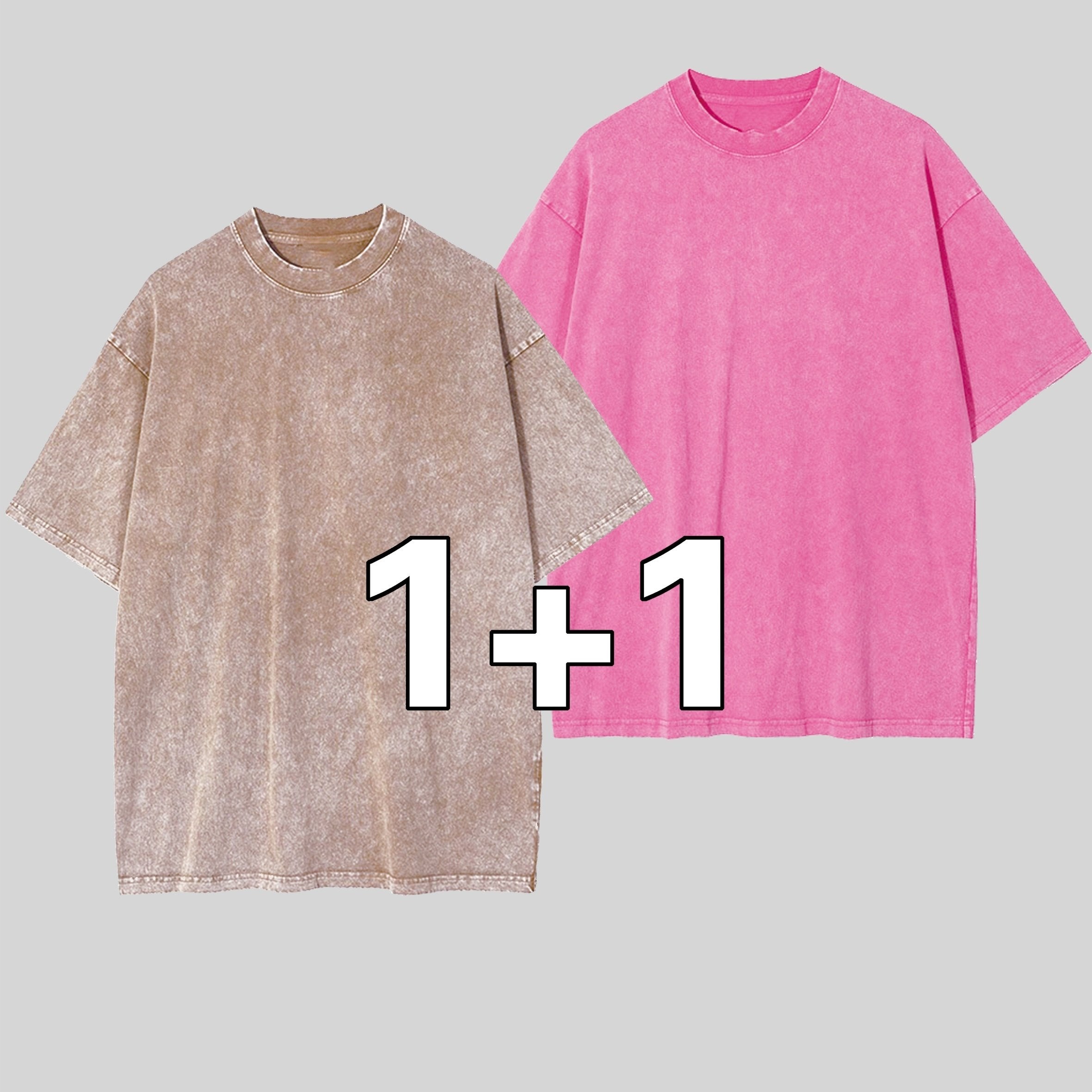 Erkaklar va ayollar uchun Retro 2-Pack og'ir paxta T-ko'ylaklar, cho'ziladigan, keng kesimli crew neck T-shirtdan iborat, yoz uchun tasodifiy qisqa yengli teplar.