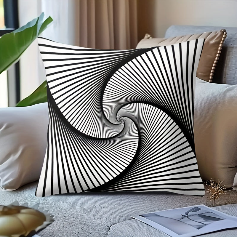 Geometric Cushion Cover Black White Striped Dotted Grid 44cm Polyester Sofa Bed Decor