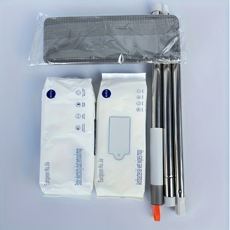 Ko'p maqsadli bir martalik mopu, nam va quruq tozalash uchun, anti-mikrob texnologiyasi bilan jihozlangan, turli xonalar, masalan, yashash xonasi, yotoqxona, hammom, hojatxona va oshxona uchun uyda foydalanish uchun mos.