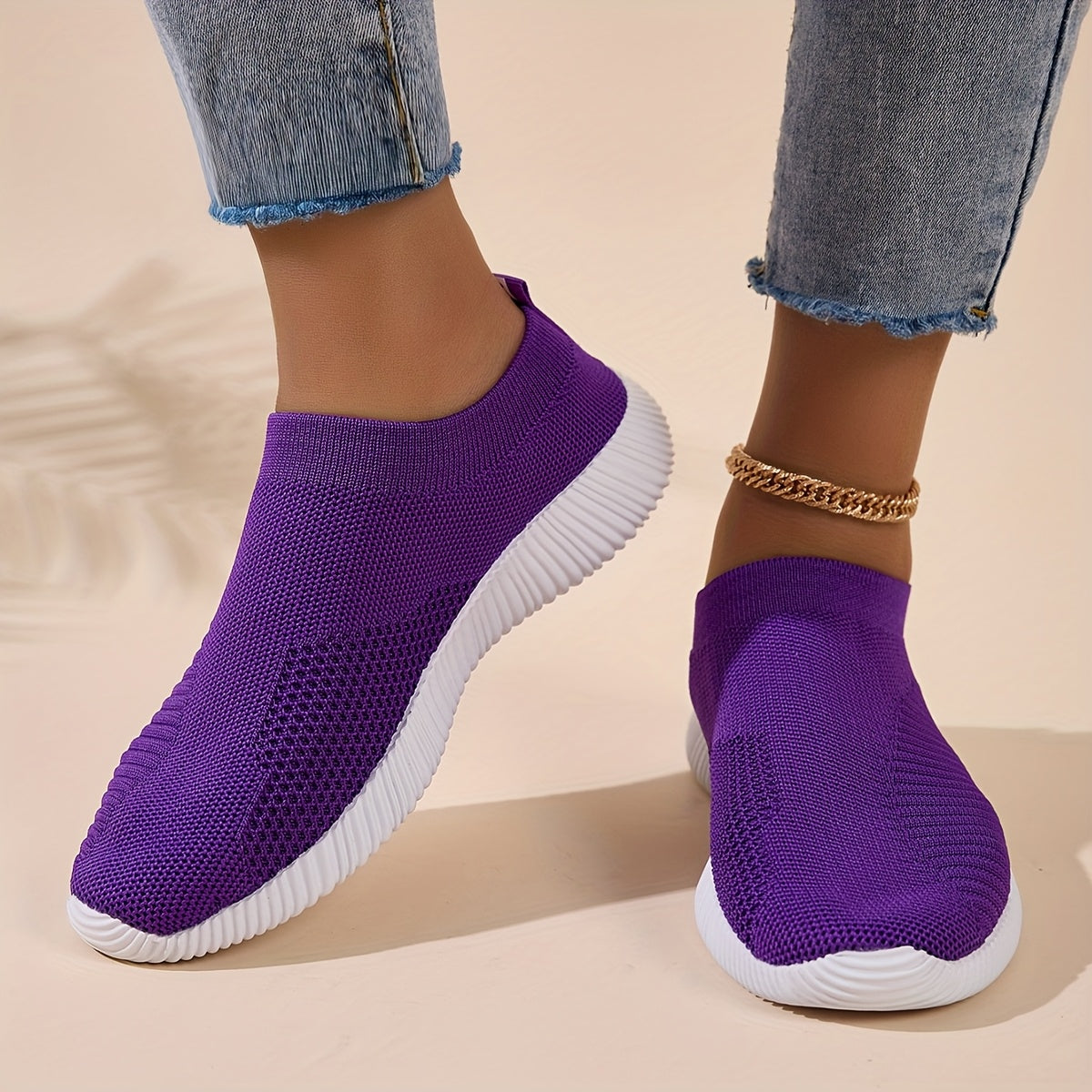 Women's Mesh Slip-On Sneakers, Casual Low Top Running Shoes